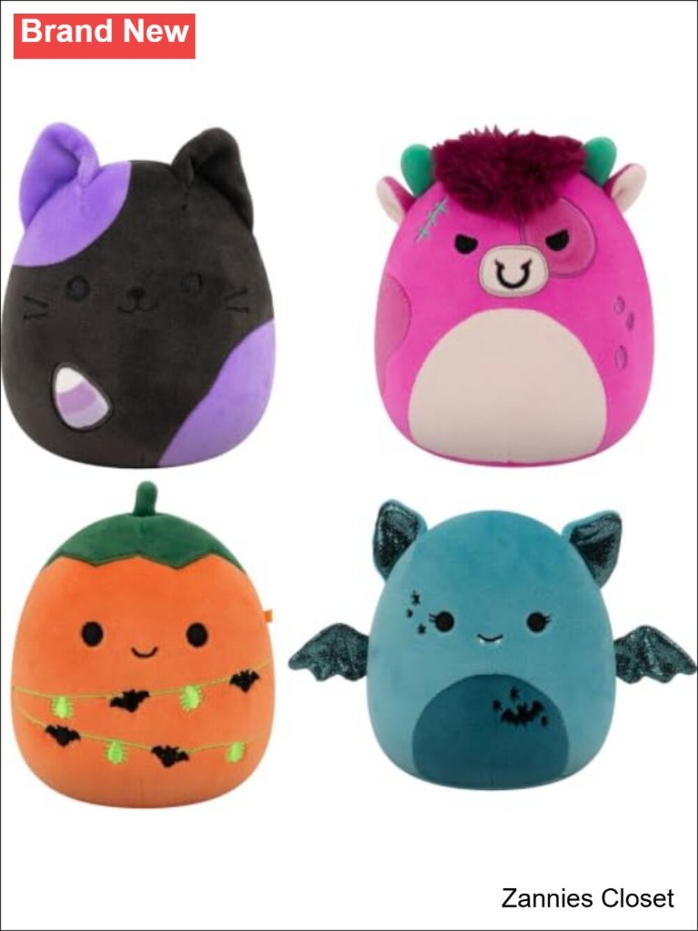 👻 Squishmallows Halloween 4-Pack 5in Plush Figures Omen Lucasta Brisket Kalani